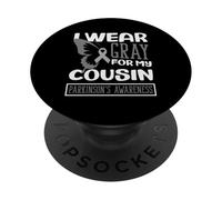 I Wear Gray For My Cousin Butterfly Parkinson’s Awareness PopSockets Adhesive PopGrip