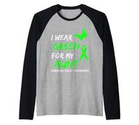 I Wear Green for My Aunt Cerebral Palsy Ribbon Raglan Baseball Tee