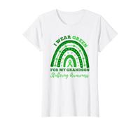 I Wear Green for My Grandson Stuttering Awareness Rainbow Value Graphic T-Shirt, Women, White, M