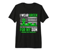 I Wear Green for My Son Cerebral Palsy Awareness USA Flag Premium T-Shirt