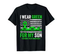 I Wear Green for My Son Cerebral Palsy Awareness USA Flag T-Shirt