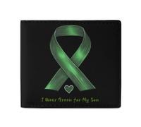 I Wear Green for My Son Mental Health Awareness Bifold Wallets, Slim PU Card Wallet for Women Men with Money Pocket and ID Window