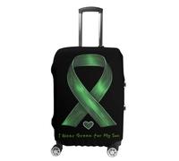 I Wear Green for My Son Mental Health Awareness Suitcase Cover Travel Luggage Protector Elastic Washable Baggage Covers Fits 19-32 Inch