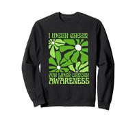 I Wear Green Liver Cancer Awareness Groovy Flowers Warrior Sweatshirt