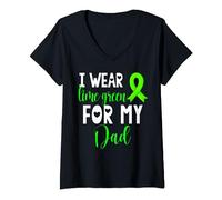 I Wear Lime Green For My Dad Non-Hodgkin Lymphoma Cancer V-Neck T-Shirt