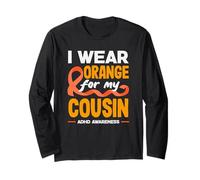 I Wear Orange for My Cousin ADHD Awareness Month Long Sleeve T-Shirt