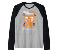 I Wear Orange for Myself Multiple Sclerosis Awareness Heart Raglan Baseball Tee