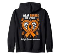 I Wear Orange For Myself Multiple Sclerosis Awareness Heart Zip Hoodie
