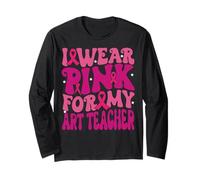 I Wear Pink for My Art Teacher Breast Cancer Awareness Kids Long Sleeve T-Shirt