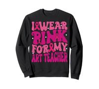 I Wear Pink for My Art Teacher Breast Cancer Awareness Kids Sweatshirt