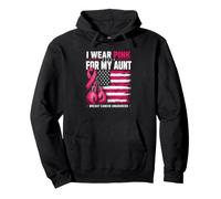 I Wear Pink For My Aunt Breast Cancer Boxing US Flag Pullover Hoodie