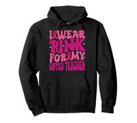 I Wear Pink for My Gifted Teacher Breast Cancer Girl Kids Pullover Hoodie