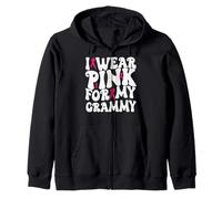 I Wear Pink for My Grammy Breast Cancer Awareness Kids Zip Hoodie