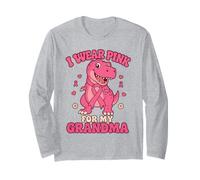 I Wear Pink for My Grandma Breast Cancer Awareness Dinosaur Long Sleeve T-Shirt