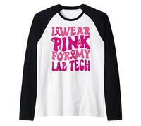 I Wear Pink for My Lab Tech Breast Cancer Awareness Kids Raglan Baseball Tee