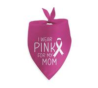 I Wear Pink for My Mom Breast Cancer Dog Bandana Wear Pink for Breast Cancer Awareness Triangle Scarf for Large Medium Small Dogs Photo Prop Pet Scarf Accessories Christmas Puppy Gifts