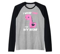 I Wear Pink for My Mom Cute Dinosaur Breast Cancer Awareness Raglan Baseball Tee