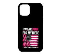 I Wear Pink For My Niece Breast Cancer Boxing US Flag Case for iPhone 12/12 Pro