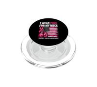 I Wear Pink For My Niece Breast Cancer Boxing US Flag PopSockets PopGrip for MagSafe
