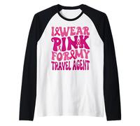 I Wear Pink for My Travel Agent Breast Cancer Awareness Kids Raglan Baseball Tee