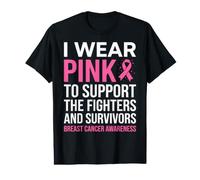 I Wear Pink Support Fighters Survivors Breast Cancer Ribbon Value Graphic T-Shirt