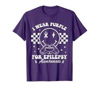 I Wear Purple For Epilepsy Awareness Smile Face Epilepsy T-Shirt