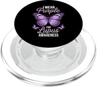 I Wear Purple For Lupus Awareness Butterfly Purple Ribbon PopSockets PopGrip for MagSafe
