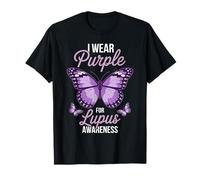 I Wear Purple For Lupus Awareness Butterfly Purple Ribbon T-Shirt