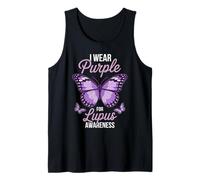 I Wear Purple For Lupus Awareness Butterfly Purple Ribbon Tank Top