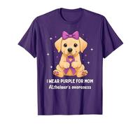 I Wear Purple for Mom Alzheimer's Awareness Labrador Dog Mum T-Shirt