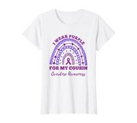 I Wear Purple for My Cousin Overdose Awareness Rainbow Value Graphic T-Shirt, Women, White, L