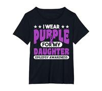 I Wear Purple for My Daughter. Epilepsy Awareness T-Shirt, Women's Plus, Black, 2X