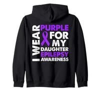 I Wear Purple for My Daughter Epilepsy Awareness Zip Hoodie