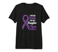 I Wear Purple for My Daughter Lupus Awareness Butterfly Premium T-Shirt