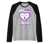 I Wear Purple for My Daughter Migraine Headache Awareness Raglan Baseball Tee