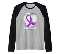 I Wear Purple for My Husband Epilepsy Awareness Raglan Baseball Tee