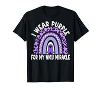 I Wear Purple for My NICU Miracle Neonatology Boho Rainbow T-Shirt