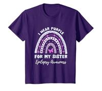 I Wear Purple For My Sister Epilepsy Awareness Rainbow T-Shirt