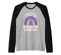 I Wear Purple for My Son Epilepsy Awareness Raglan Baseball Tee