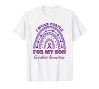 I Wear Purple for My Son Overdose Awareness Rainbow Value Graphic T-Shirt, Men, White, M