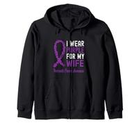 I Wear Purple For My Wife Pancreatic Cancer Awareness Zip Hoodie