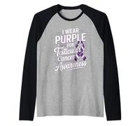 I Wear Purple for Testicular Cancer Awareness Raglan Baseball Tee