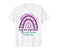 I Wear Purple Teal Pink for Brother Thyroid Cancer Awareness Value Graphic T-Shirt, Men, White, XL