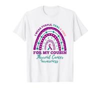I Wear Purple Teal Pink for Cousin Thyroid Cancer Awareness Value Graphic T-Shirt