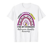I Wear Purple Yellow Husband Autoimmune Hepatitis Awareness Value Graphic T-Shirt, Men, White, M