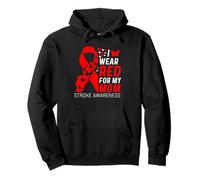 I Wear Red For My Moms Stroke Awareness Survivor Warrior Pullover Hoodie