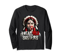 I Wear Red for My Sisters Native American Stop MMIW Red Hand Long Sleeve T-Shirt