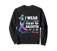 I Wear Teal Blue & Pink For My Daughter Thyroid Cancer Fight Sweatshirt