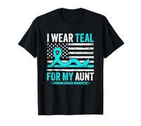 I Wear Teal for My Aunt Ovarian Cancer Awareness USA Flag T-Shirt