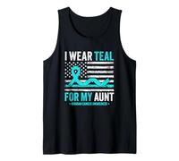 I Wear Teal for My Aunt Ovarian Cancer Awareness USA Flag Tank Top